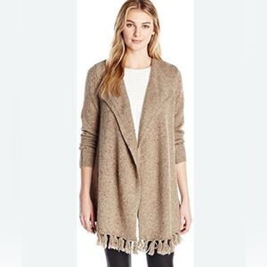 Bass Wool Blend cascading brown fringe long sweater size extra large